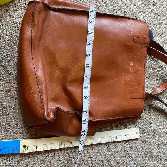 Lilian Vernon Mab Brown Genuine Leather Shoulder Bag Side Pocket - Picture 2 of 7